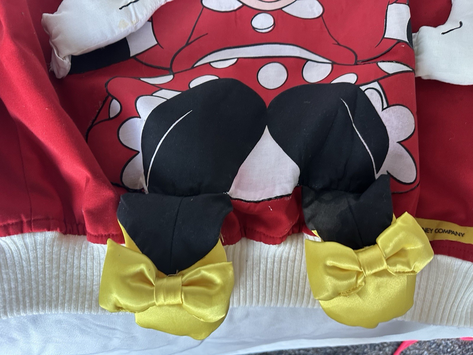 Vintage 80s Colleen Minnie Mouse Bomber Jacket 3D Plush Japan Disney Red Large