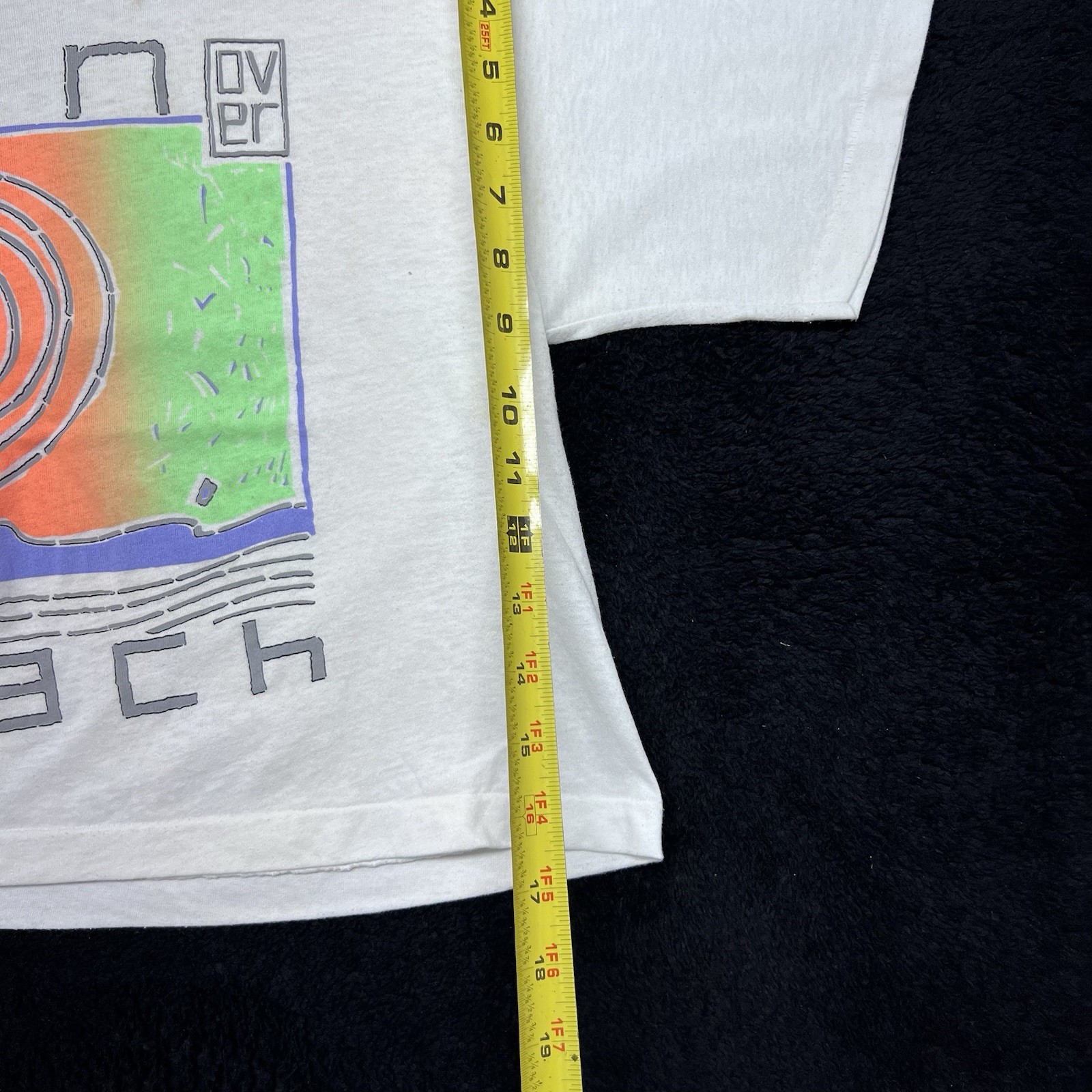 Vintage 90S Surf Fun N The Sun Beach Graphic Women’s White Cropped Top Tee Sz M