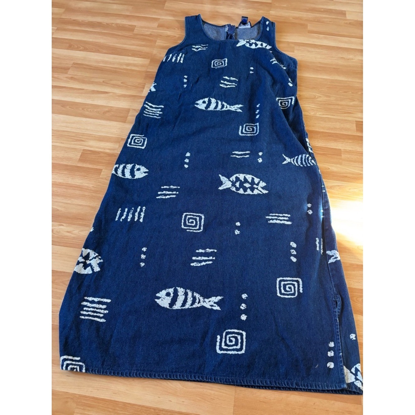 Blue J. Vintage Denim Tropical l Fish Print Sleeveless Dress