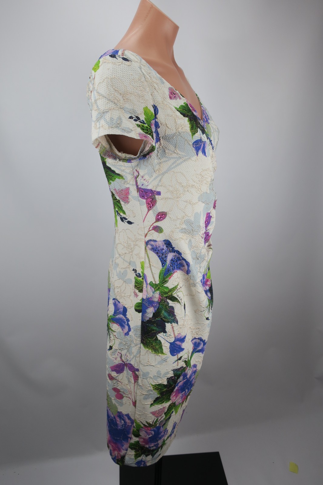 Adrianna Papell Gatsby Party Retro Colorful Floral Dress Wiggle Evening EUC sz 4