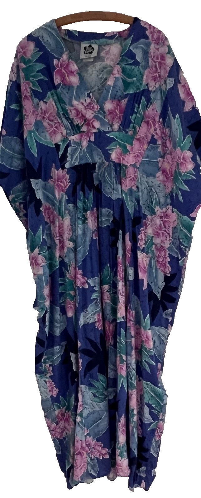 VTG Hilo Hattie Tropical Floral Kaftan Muumuu Cotton Rayon Made In Hawaii OS
