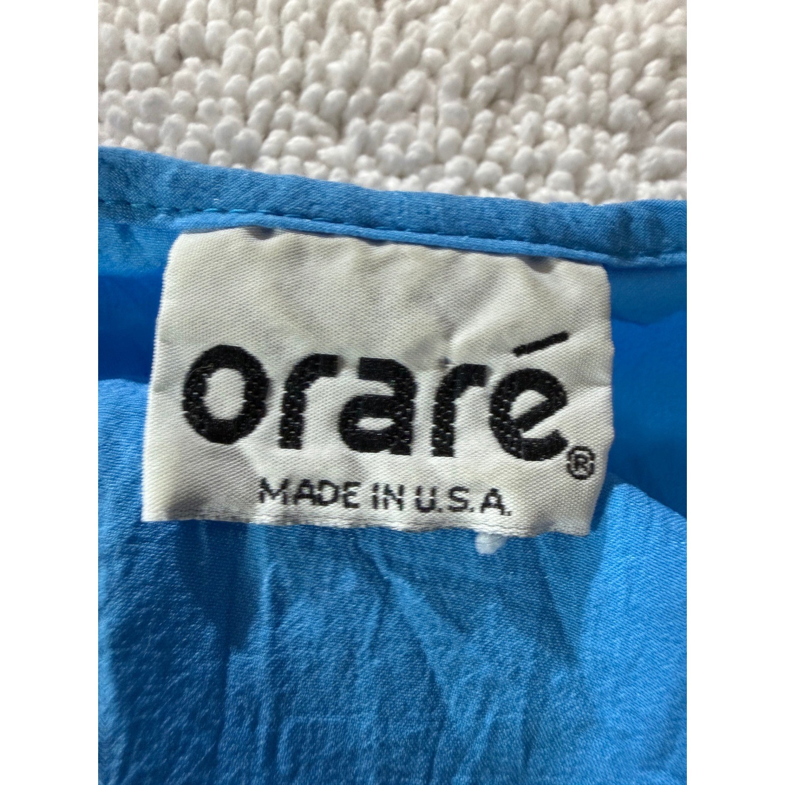 Orare Vintage Henley Top Blue Yellow White Striped Short Sleeve Made in USA