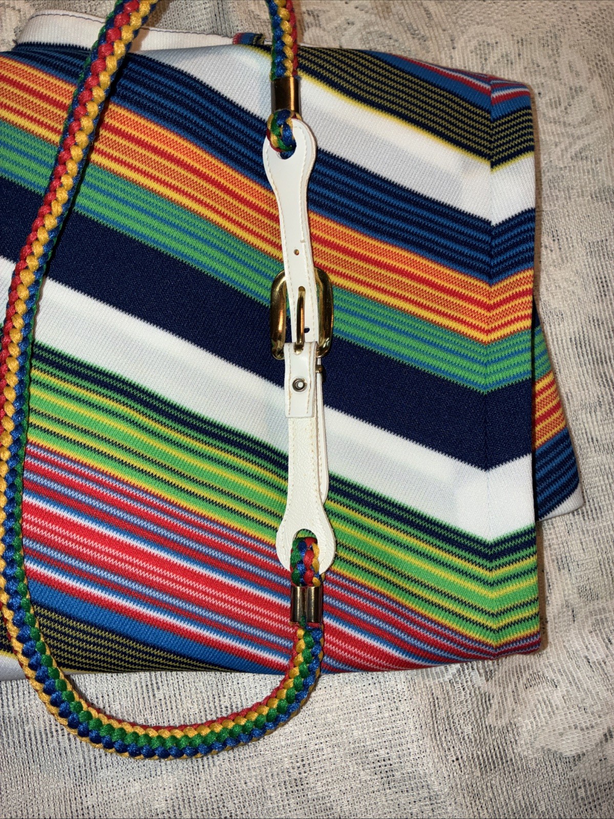 Vintage 70s Tomboy of California? Retro Rainbow Stripe A Line Mini Skirt