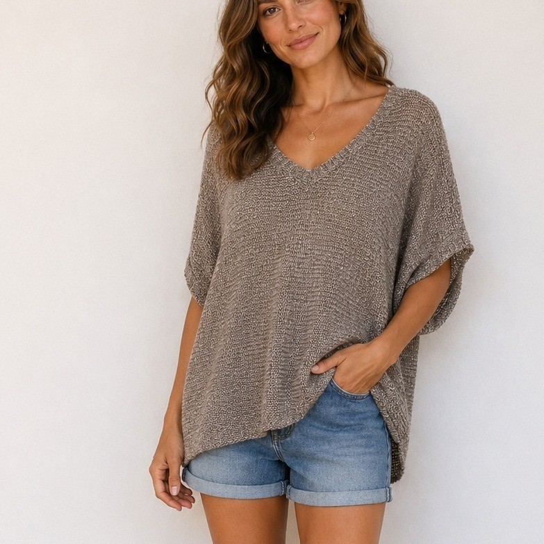 Eileen Fisher Metallic Open Knit Sweater Preppy Quiet Luxury Old Money Minimal