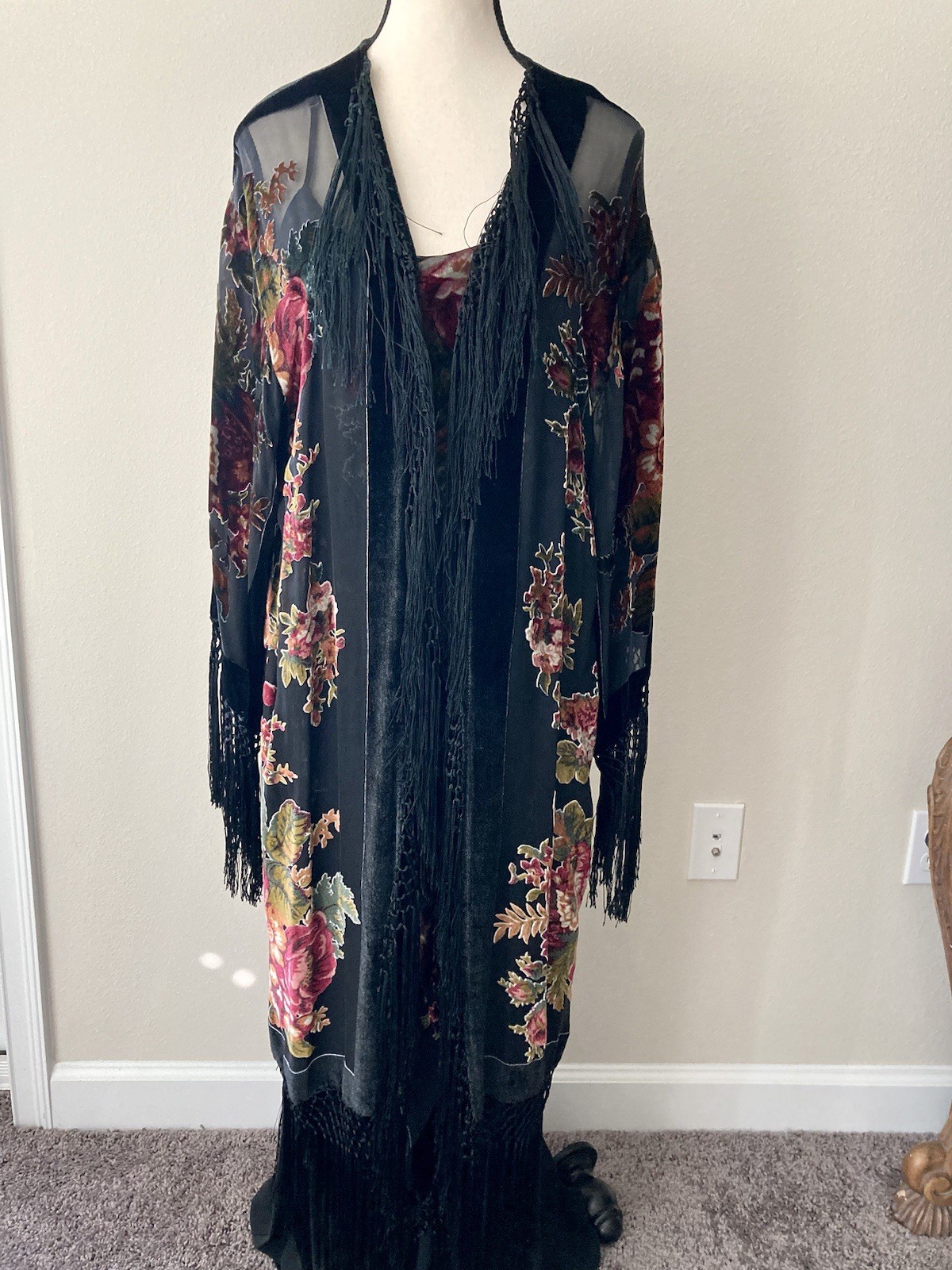 VTG 90s ARIE A brand 2 Pc Boho Whimsygoth Maxi Dress & Kimono Jacket SZ L MINT!