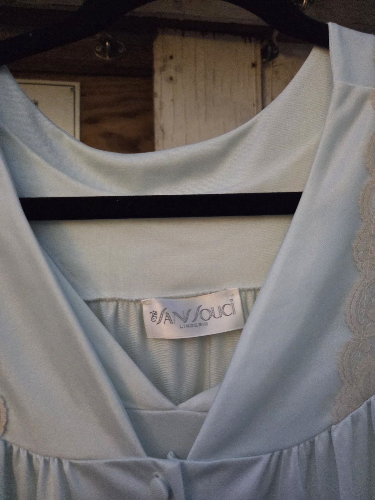 Vintage SANS SOUCI Peignoir 2pc Knee Length Gown & Robe Lace Lingerie Size Large