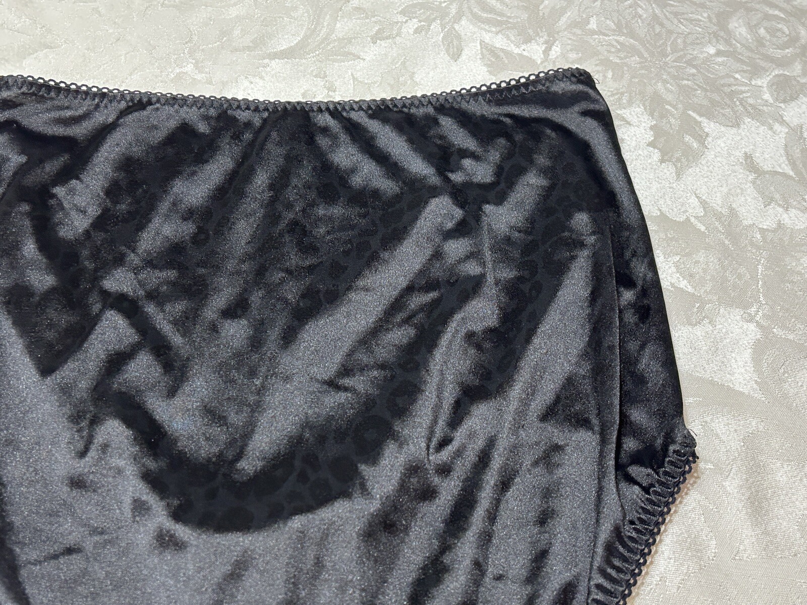 Vtg MARILYN MONROE 7159-49 Second Skin Satin 2X Black Leopard Panties #219