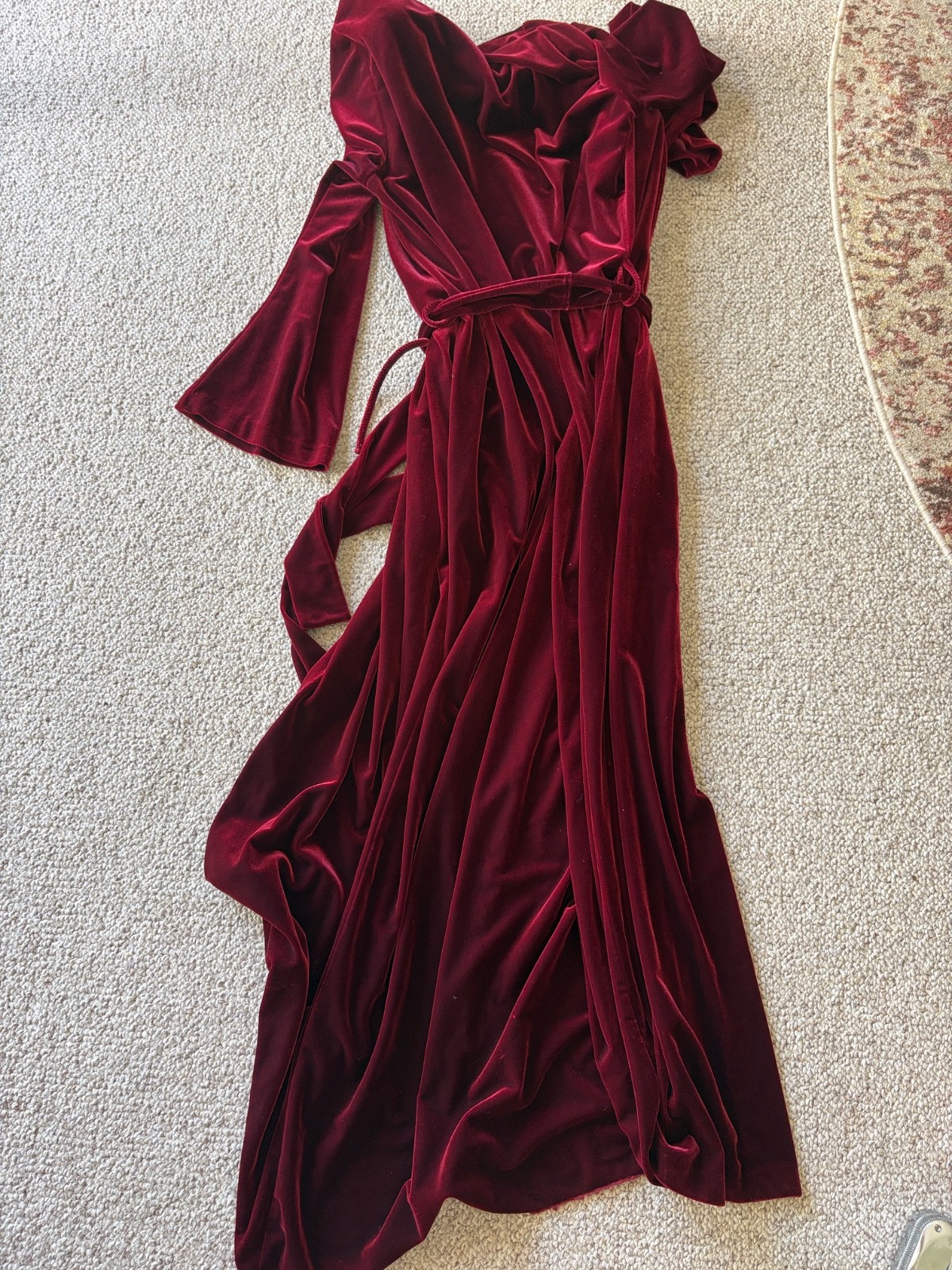 Vintage Diamond Tea Burgundy Velvet Velour Robe S Canadian Union Luxury Gown