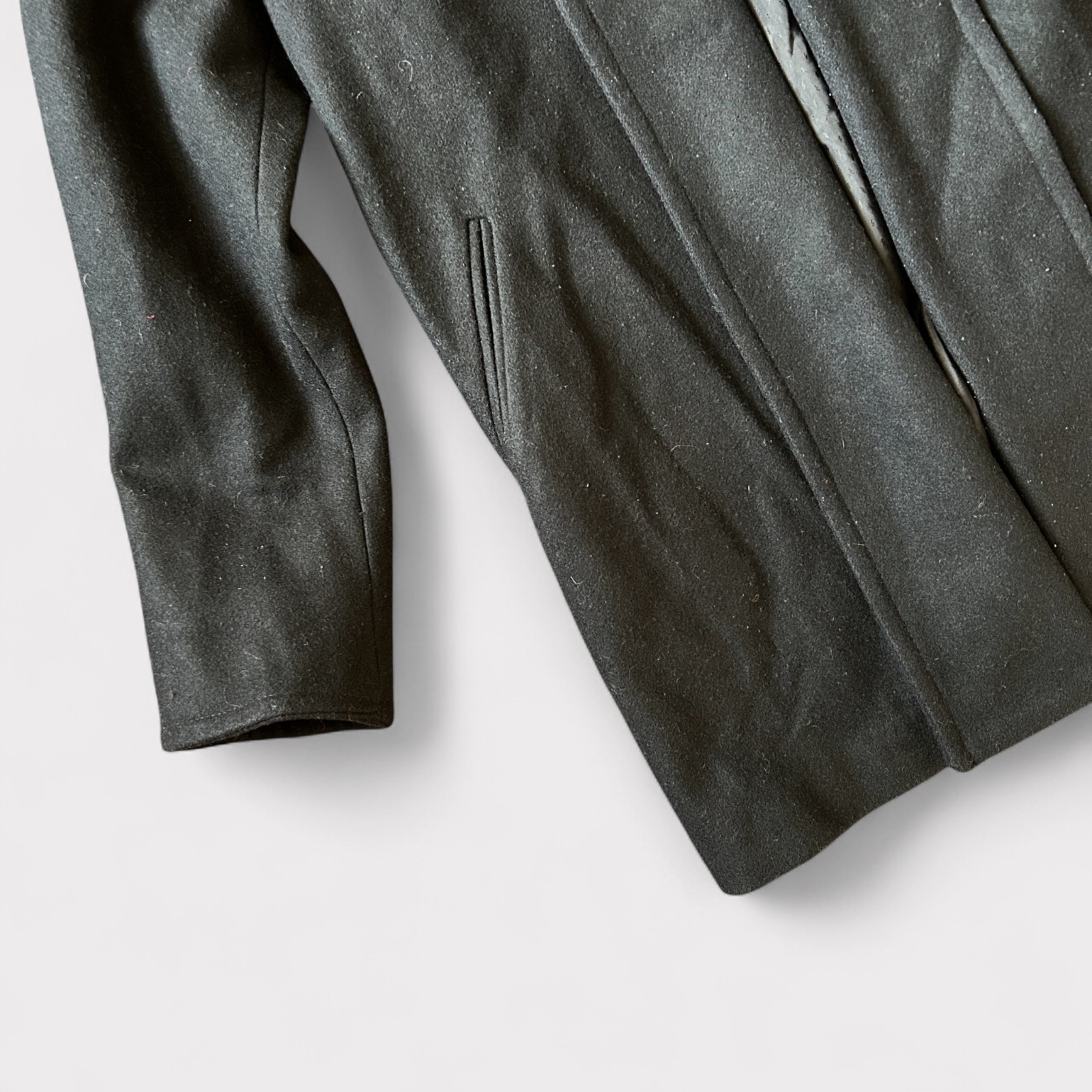 Vintage Jay Jacobs Large Black Wool Drape Winter Coat 1980s L