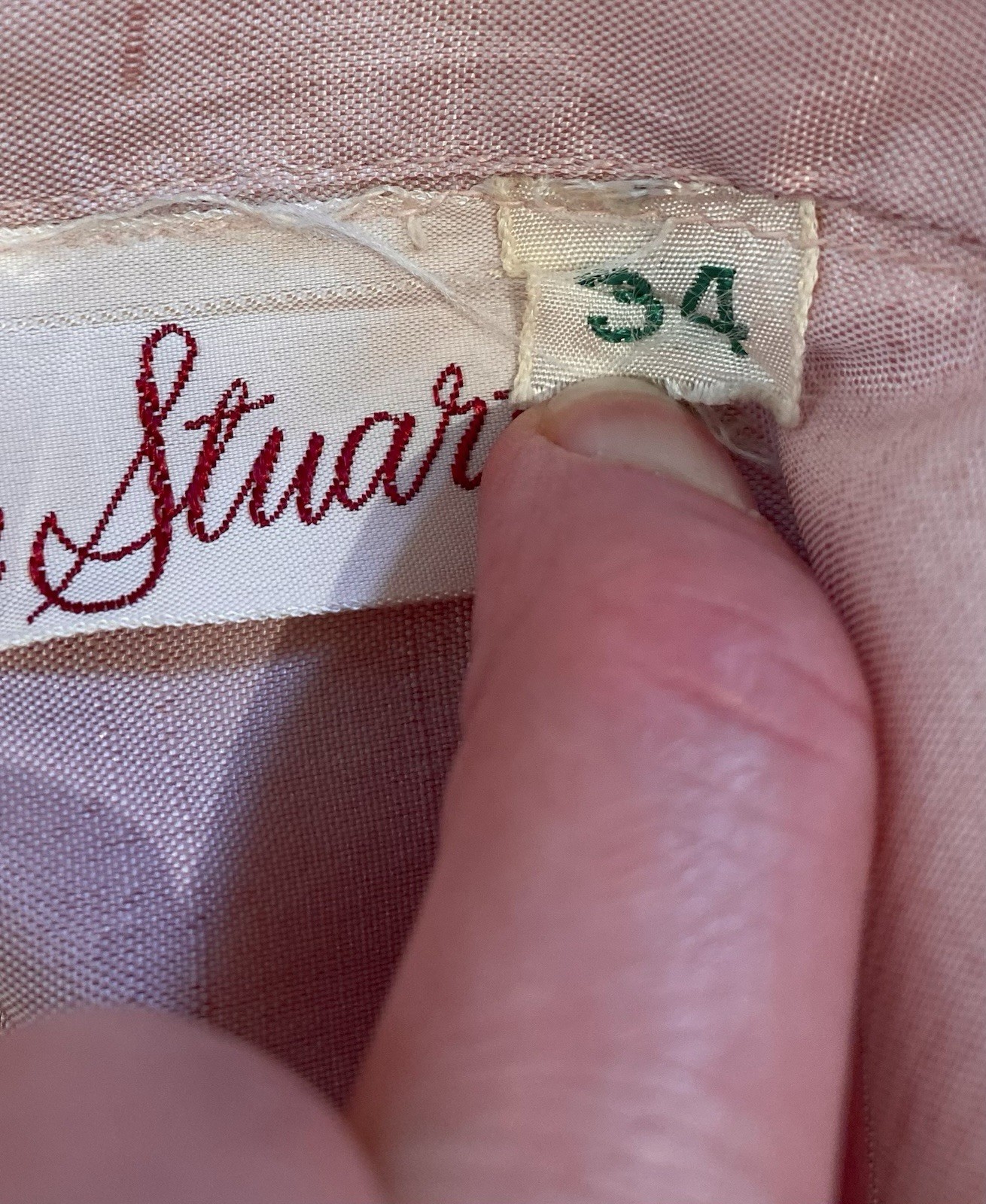 Vintage 1940s 1950s STUNNING BLOUSE Pink Silk Pleated Collar Cuffs Glass Buttons