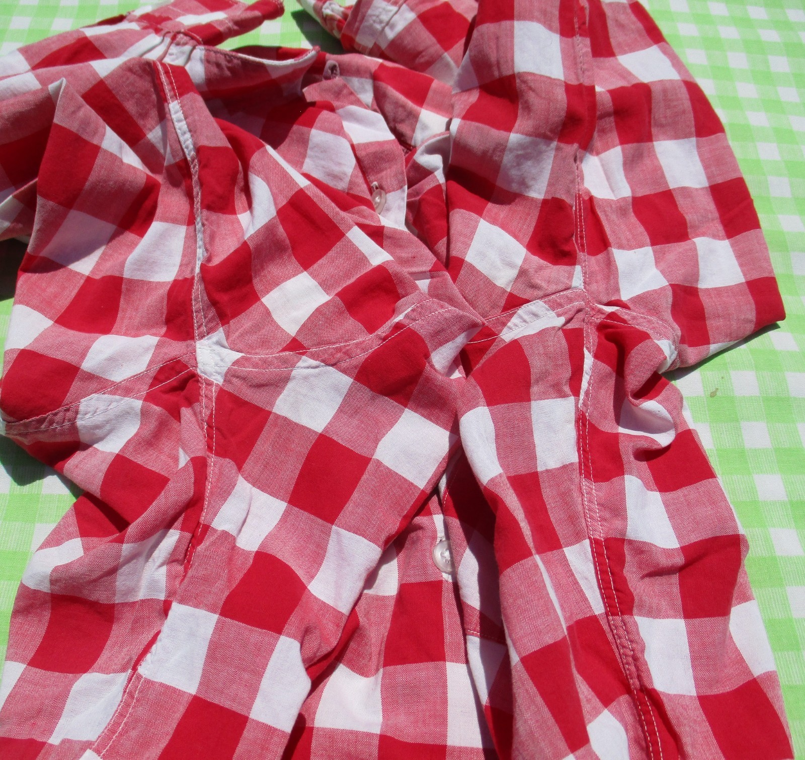 Vintage 50s Levi’s Short Horn Red White Checker Open Collar Western Loop Shirt