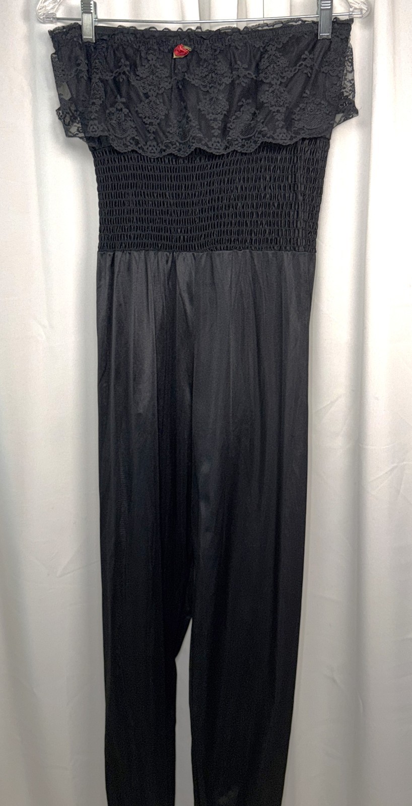 Women’s Vintage Undercover Wear Black Lace Lingerie Lounge Romper, Size Small