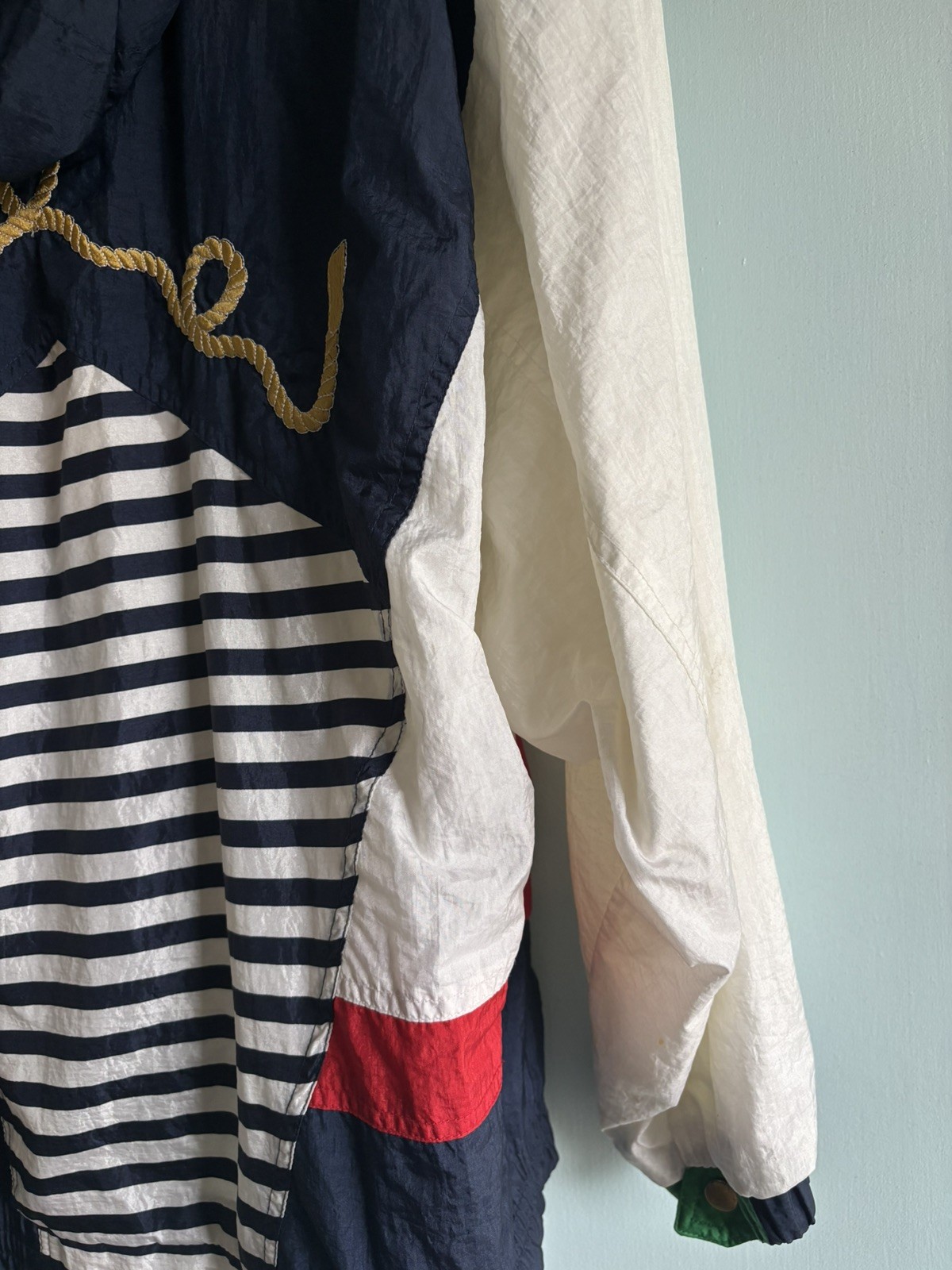 GIACCA SPORT Retro 90s Vintage Hooded Zip Windbreaker Nautical Sz L