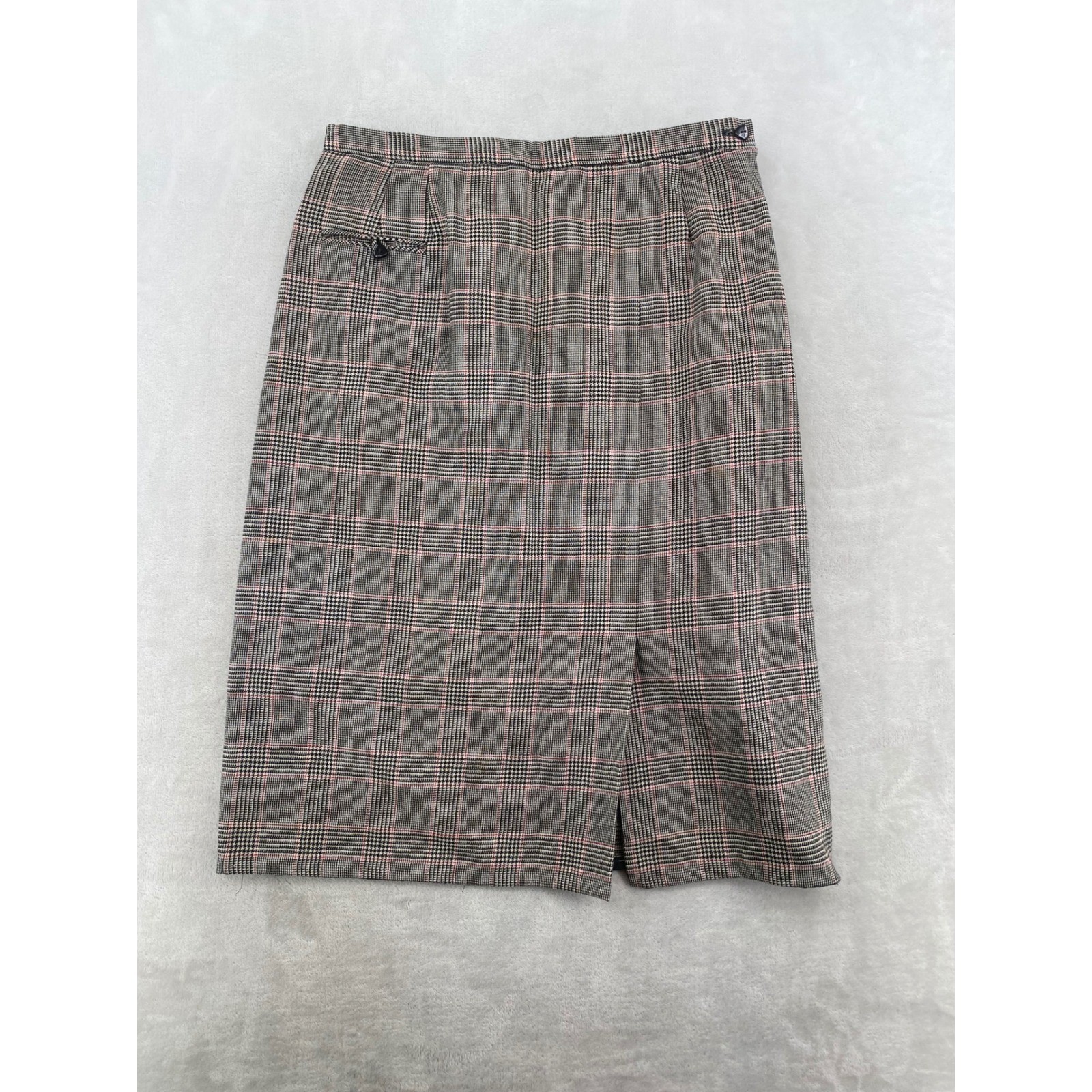 Young Traditions Skirt Suit 12 Grey Pink Glen Plaid Vintage 80s Made in USA