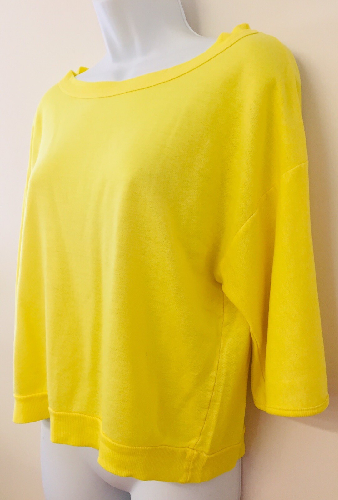 FAME Clothing Co California Vintage 1980s Yellow Sweater Crop Top Off Shoulder