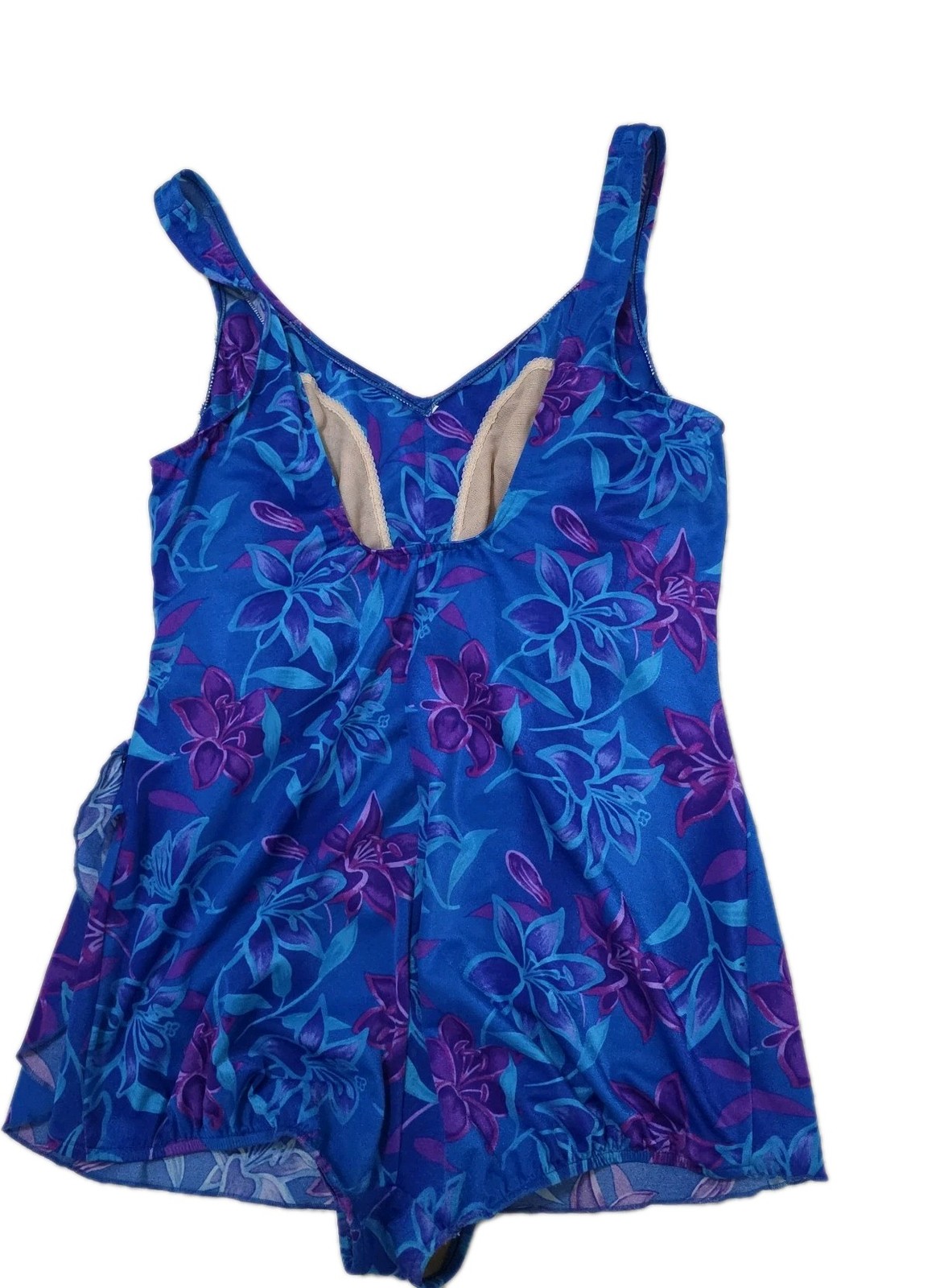 Maxine of Hollywood Womens Swimdress Swimsuit Blue Purple Sz 24W Vintage