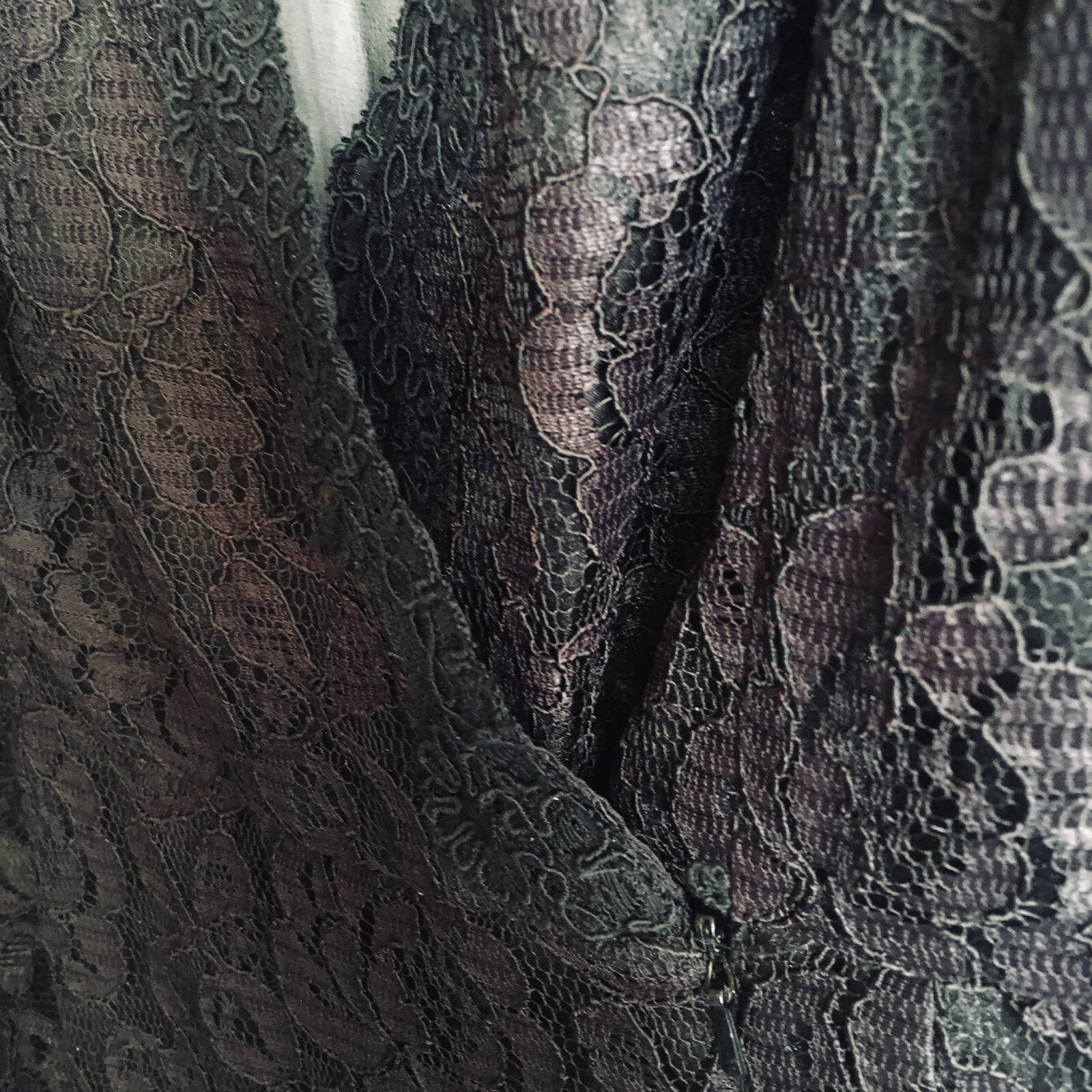 Oscar De La Renta VTG Studio SZ 10 Rose Lace Black Dress w/ Sheer Back & Sleeves