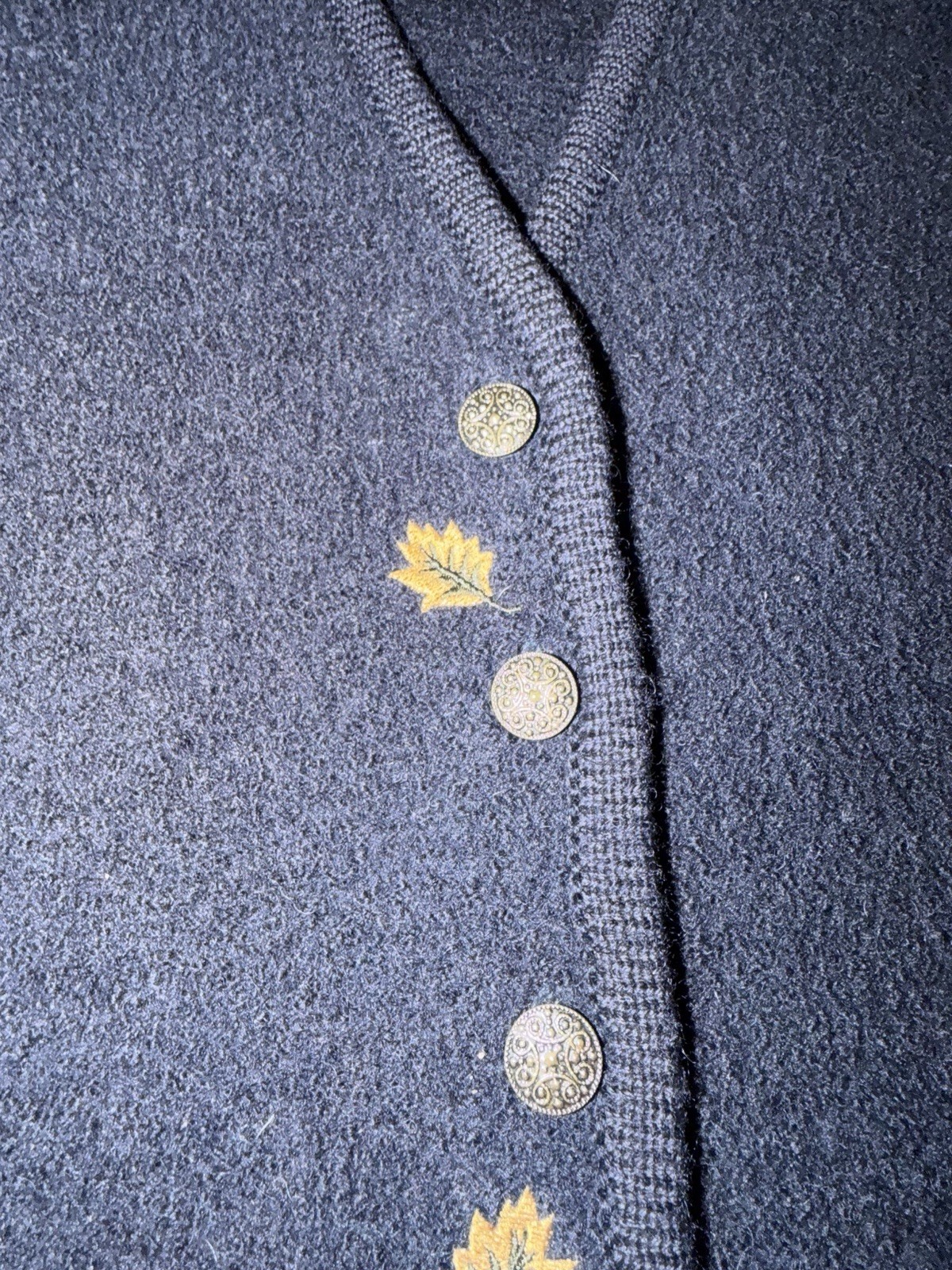 Vintage Chelsea Campbell Blue 100% Pure New Wool Vest Embroidered Size Large