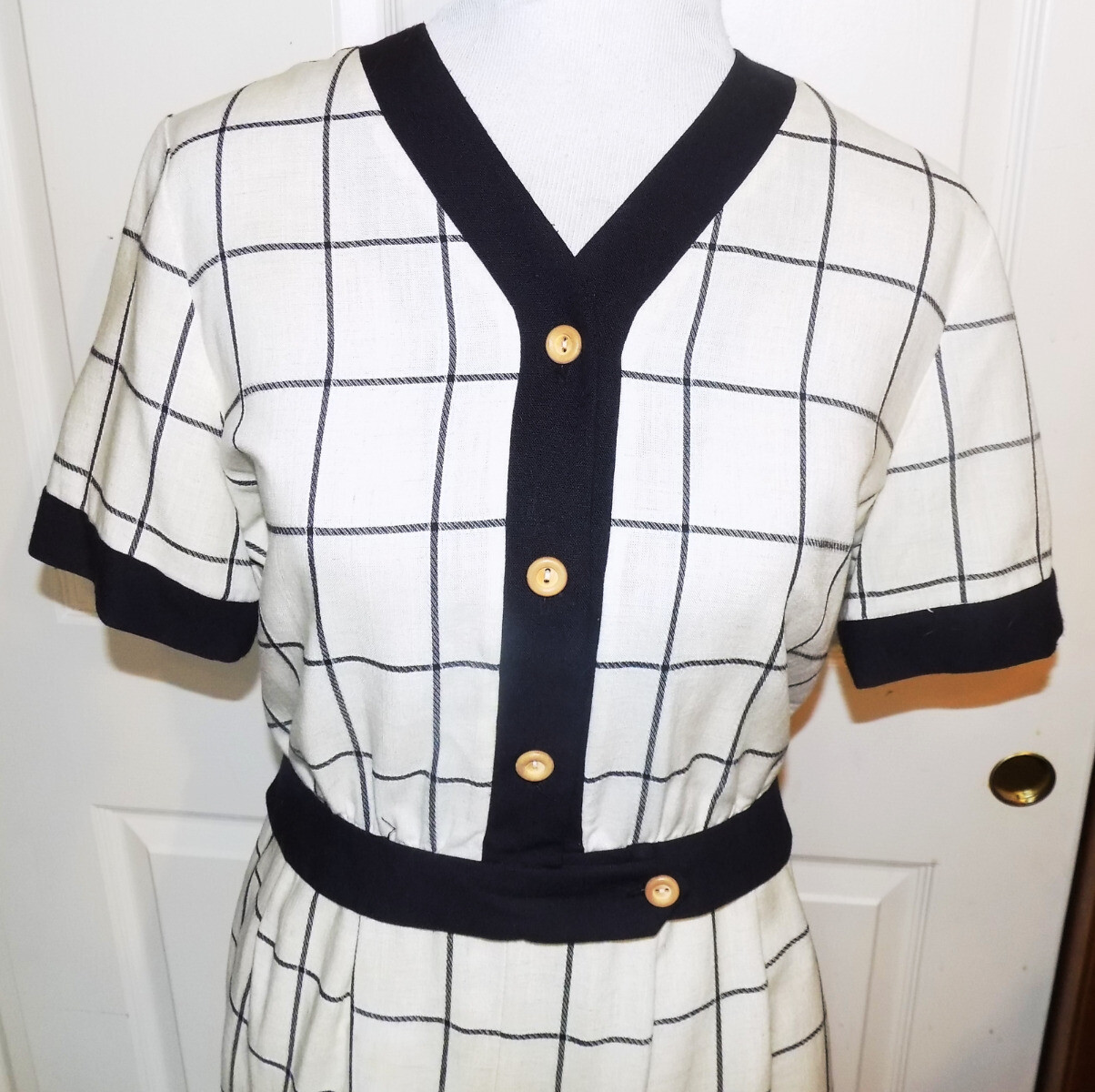 80s California Design Petite Dorothy Samuel Tan Black Skort Rayon Flax Set 6 B40