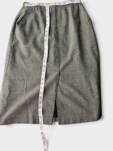 1980s Vintage Preppy Wool Skirt Pleated Front Slit Size 10