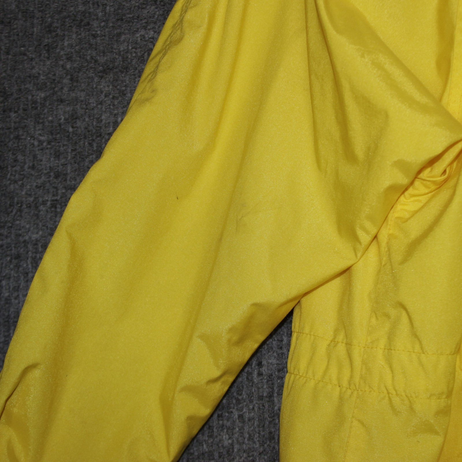 J Gallery Windbreaker Jacket Women M Yellow Hooded Lace Up Mariner Shoulder Pads