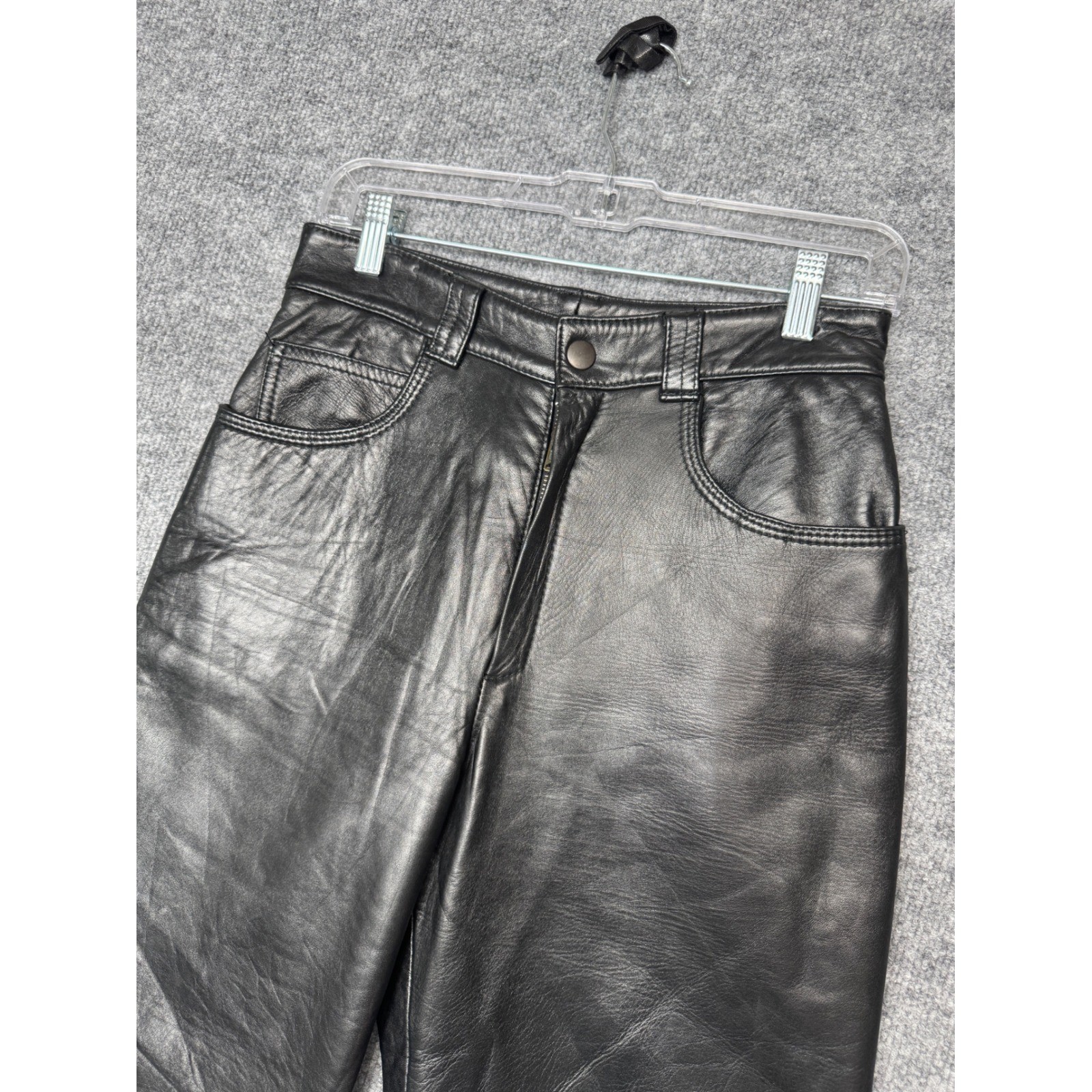 B. Miñones Castro Leather Pants Women 26 Black Vintage Spain Sheepskin