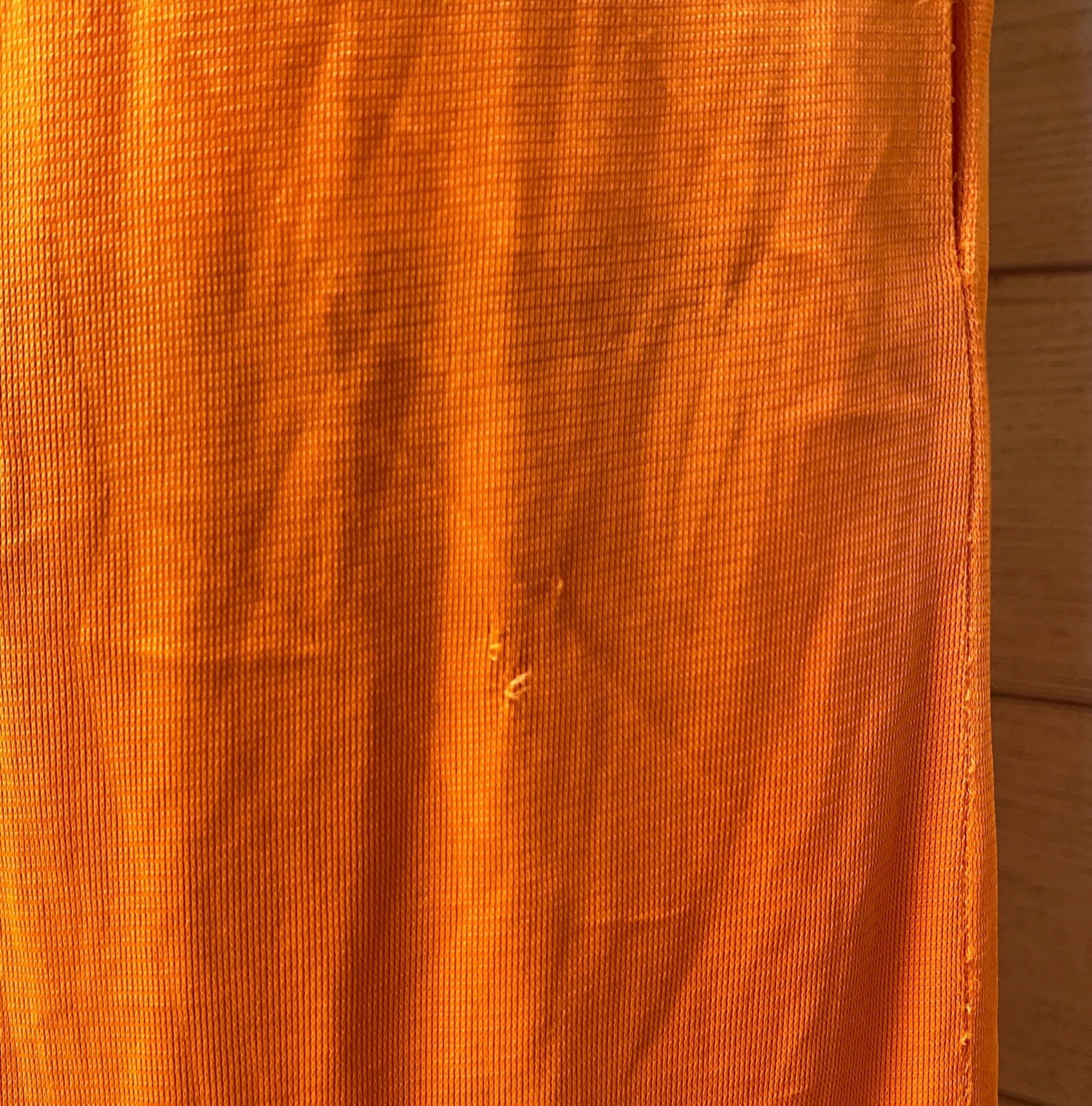 Vintage 1960s Orange Button Front Housecoat Robe Size 14 Pockets Acetate Tricot
