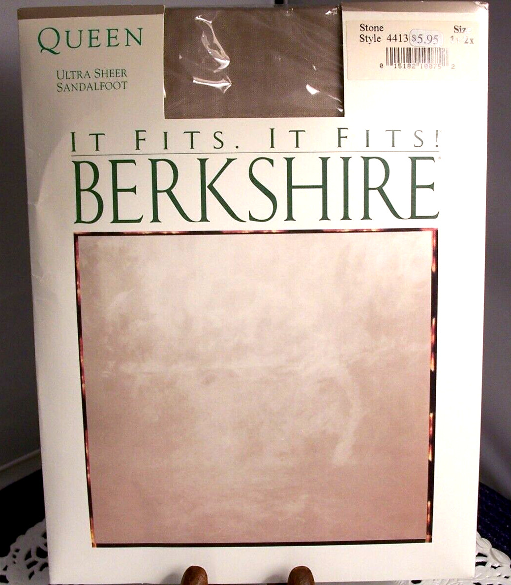 Sz 1x-2x Style 4413 Stone BERKSHIRE Sheer Sandalfoot Panty Hose Hosiery