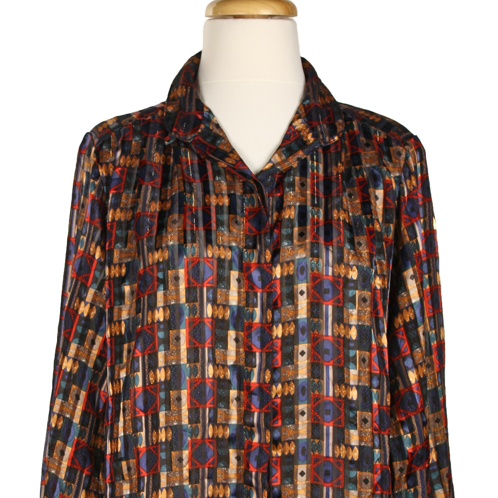 Vintage Yves St Clair Blouse Button Up High Neck Shimmer Graphic Sz 8P – Hey Viv