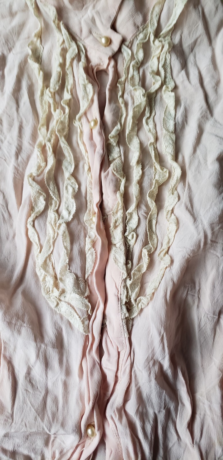 VTG 40s/50s Rhoda Lee Secretary Blouse Top Sz XS? Pearl Buttons FLAWS STAINS