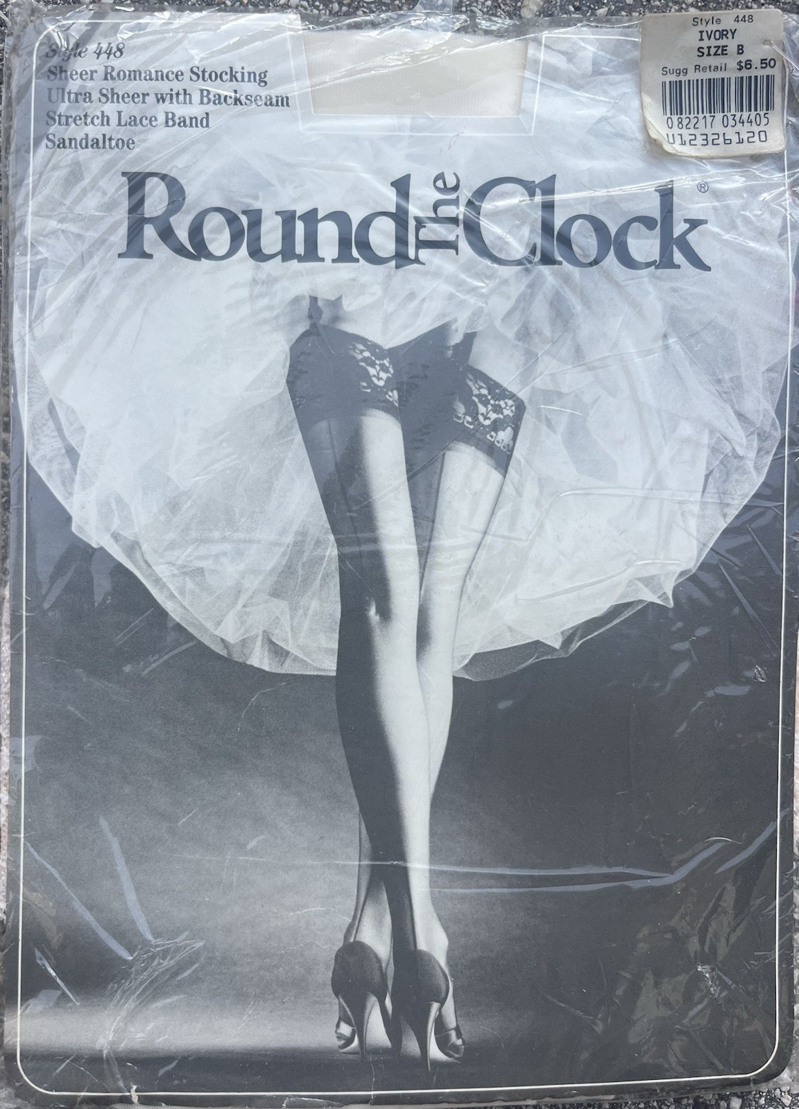 Vintage Round the Clock Sheet Romance Back Seam Sheer Stockings Ivory Size B