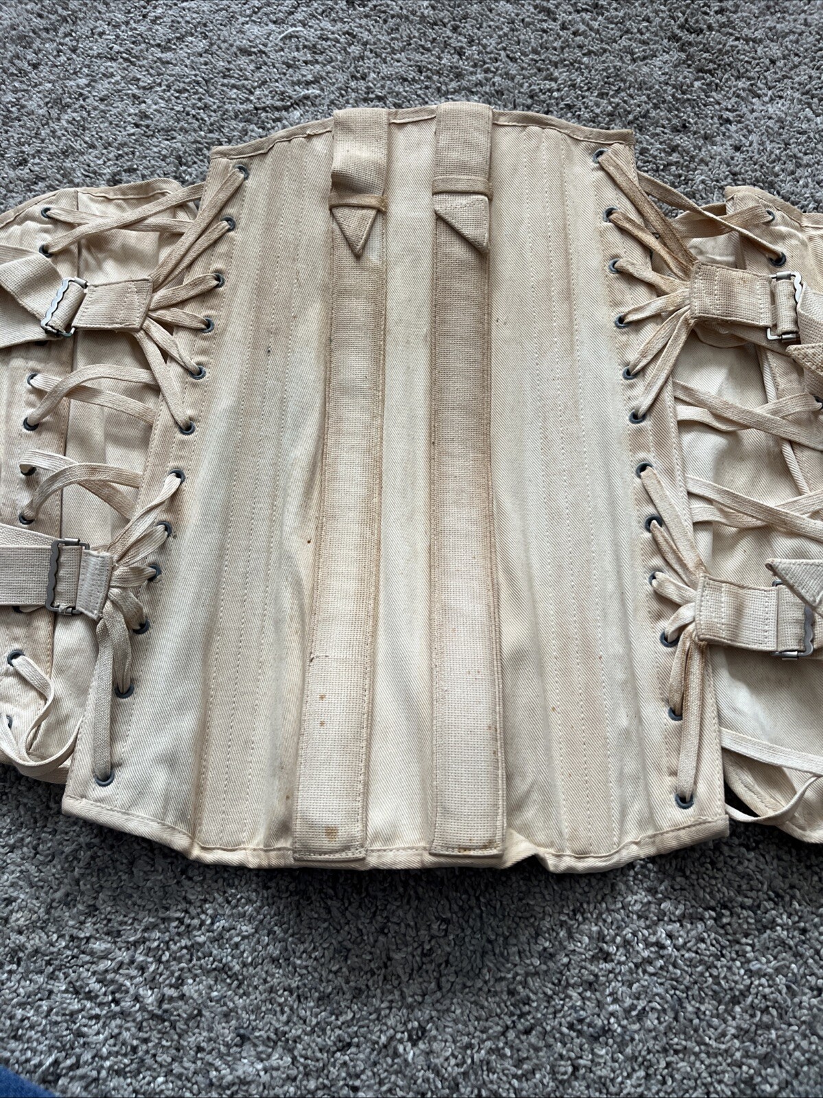 Vintage Antique Tru Fit Surg Appl Co. White Lace Up Corset Brace Collectible