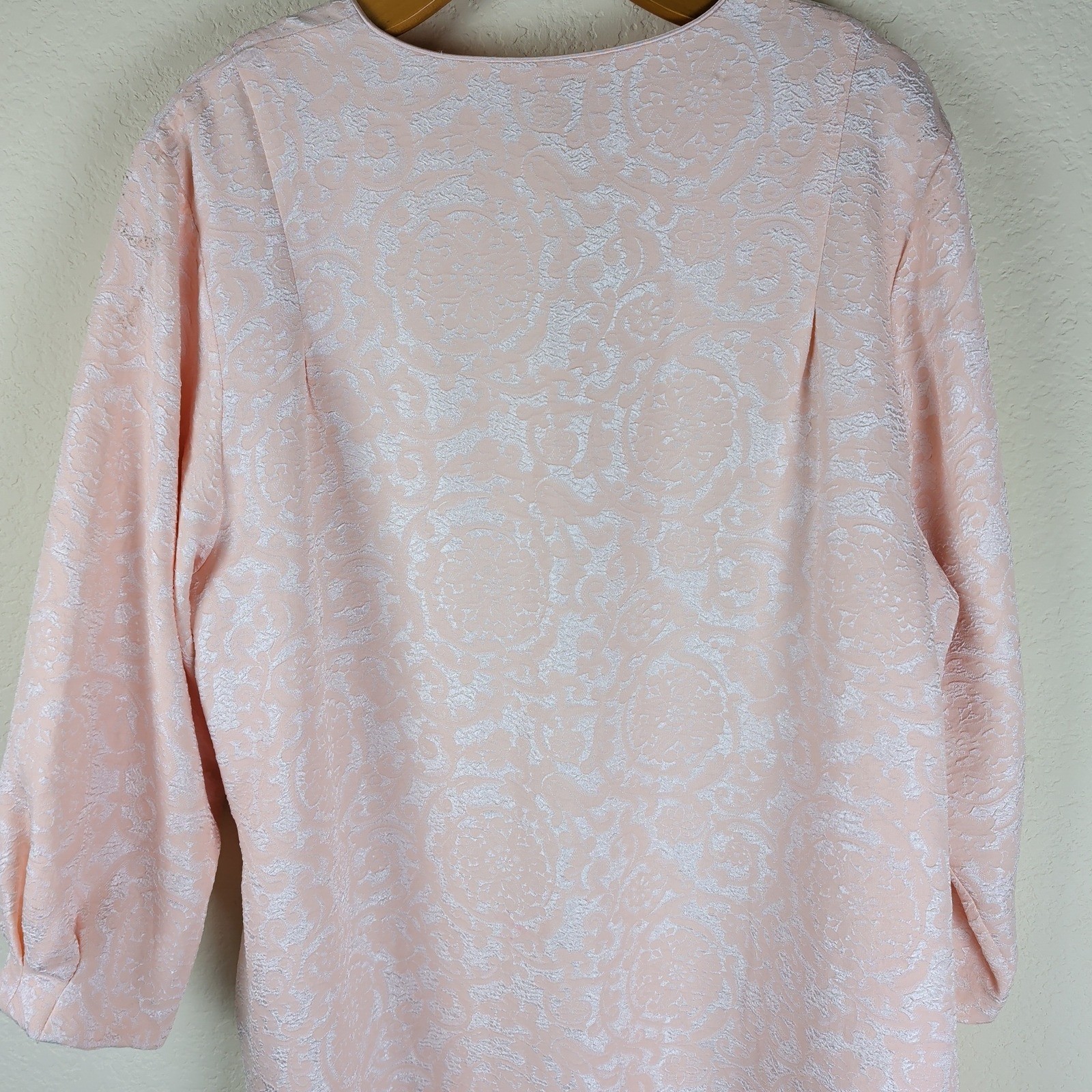 Oscar de la Renta Vintage Pink Floral Jacquard Caftan Robe L Neiman Marcus Gown