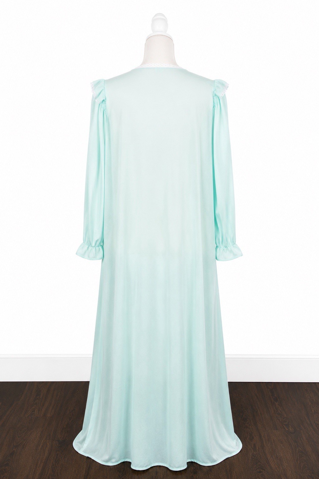 VTG 1980s Erica-Loren Granny Gown Light Mint Green Quilted Yoke Medium