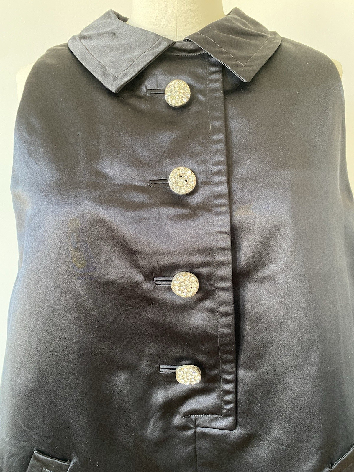 Bill Blass For Maurice Rentner Vintage 1960’s Black Satin A Line Mod Mini Dress