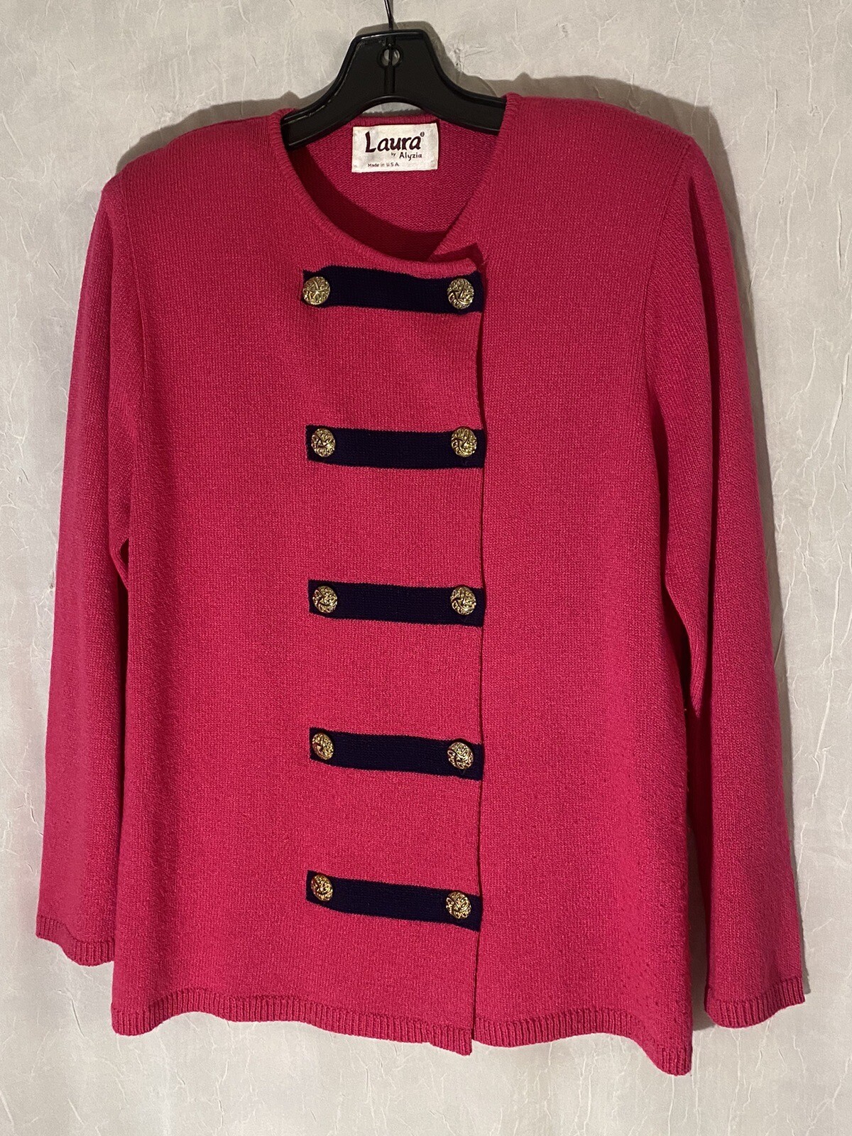 Vintage Double Breasted Hot Pink Sweater By Laura By Alyzia