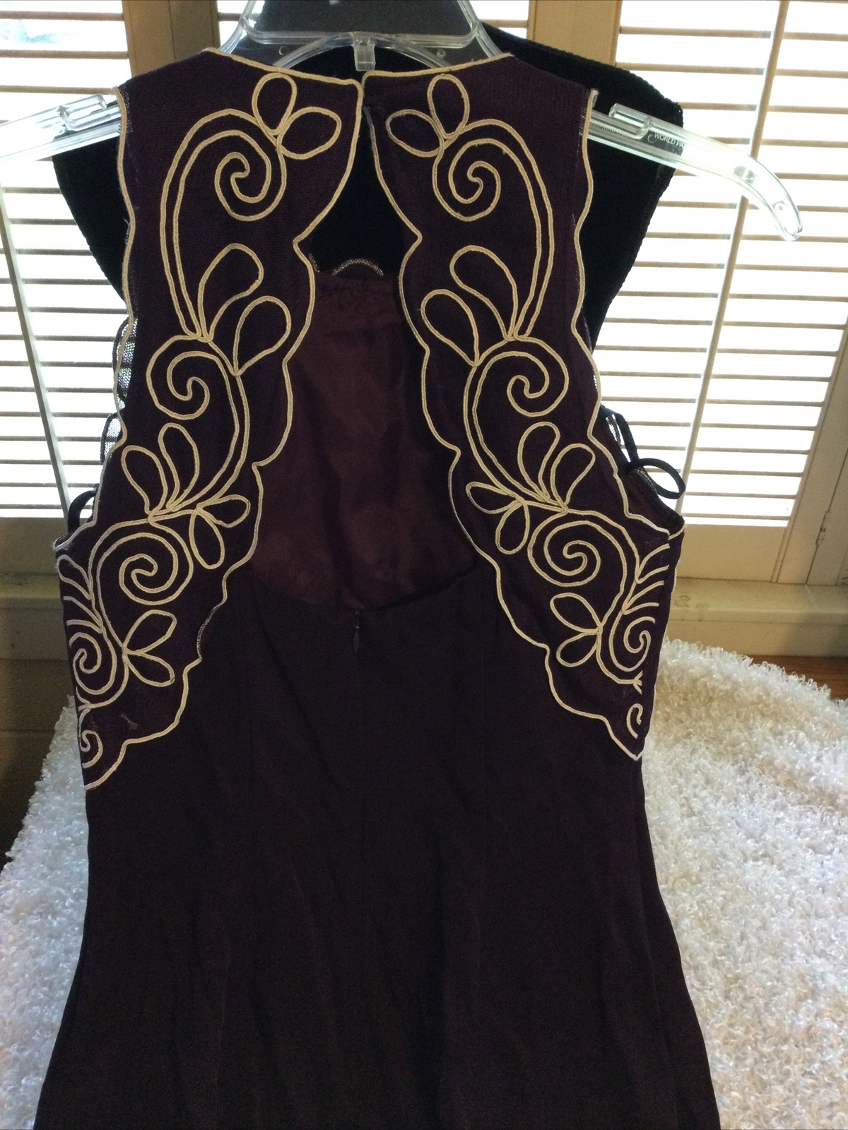 Vintage Scott McClintock Petites Sz.8 Formal Sheath Burgundy w/White Scrollwork