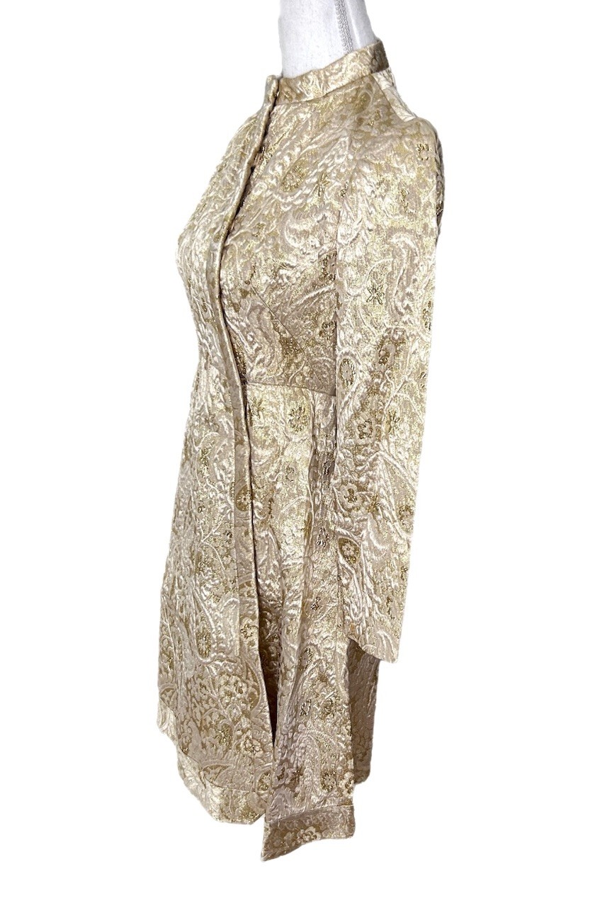 Vintage Suzy Perette Coat-Dress Gold Brocade Glam Cocktail Party Mid Century