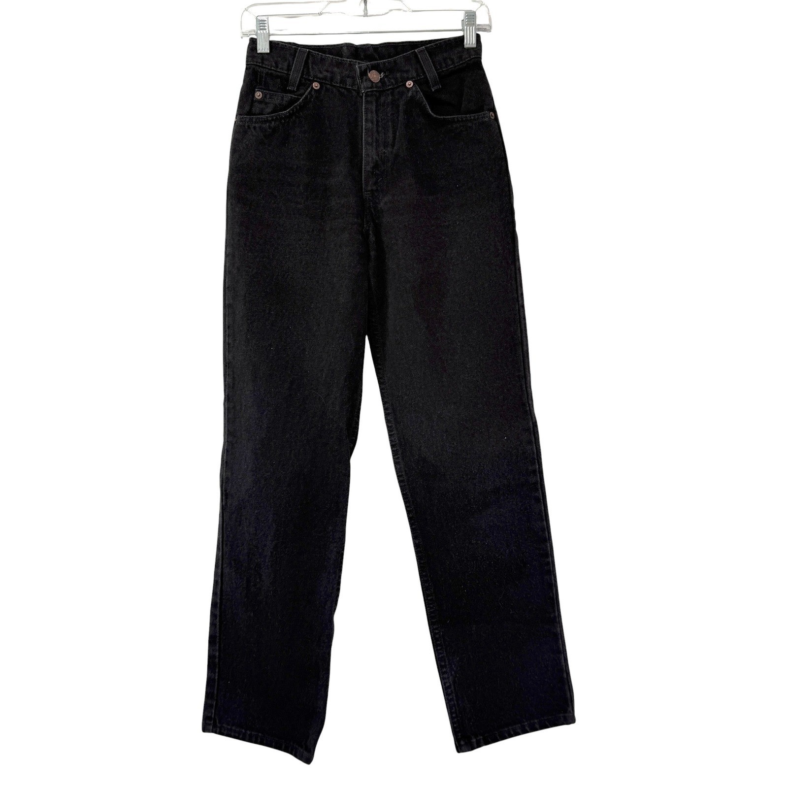 Vintage Levi’s 550 Student Relaxed Fit Orange Tab Cotton Black Jeans 27 X 30 90s