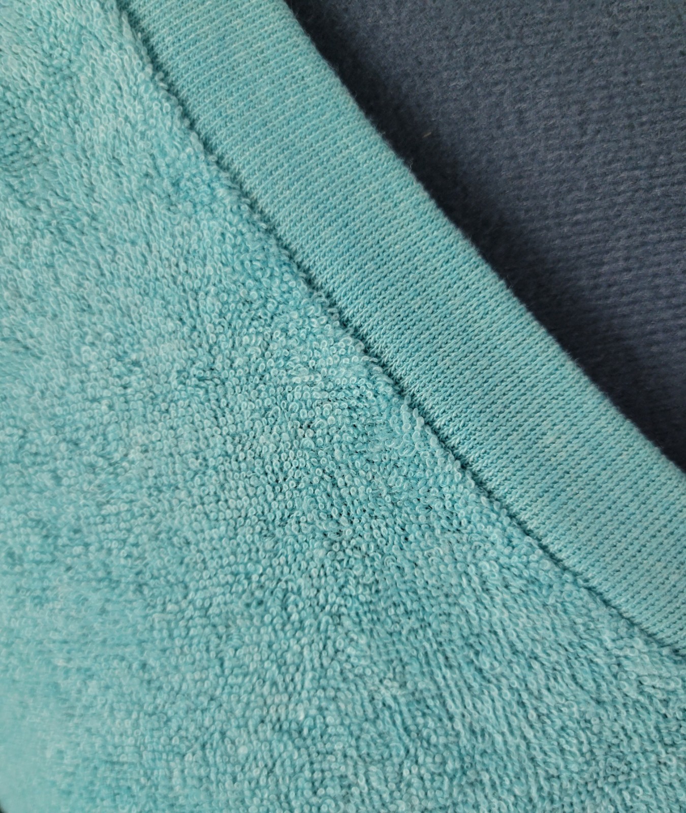 Vintage Turquoise Blue Terry Cloth S/S Dress/Cover-Up w V-Neck Size 32 (XS)