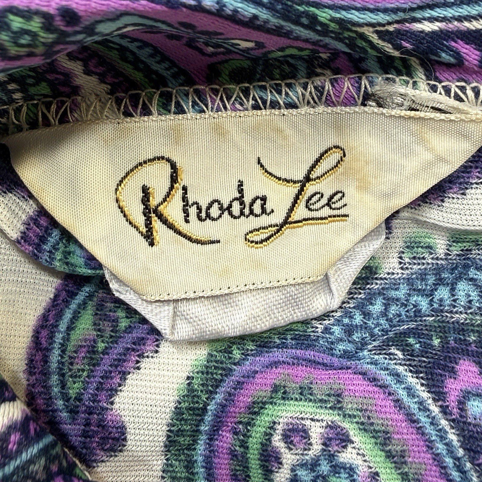Vintage 70s Rhoda Lee Paisley Mod Disco Shift Dress Petite 14P Retro Groovy