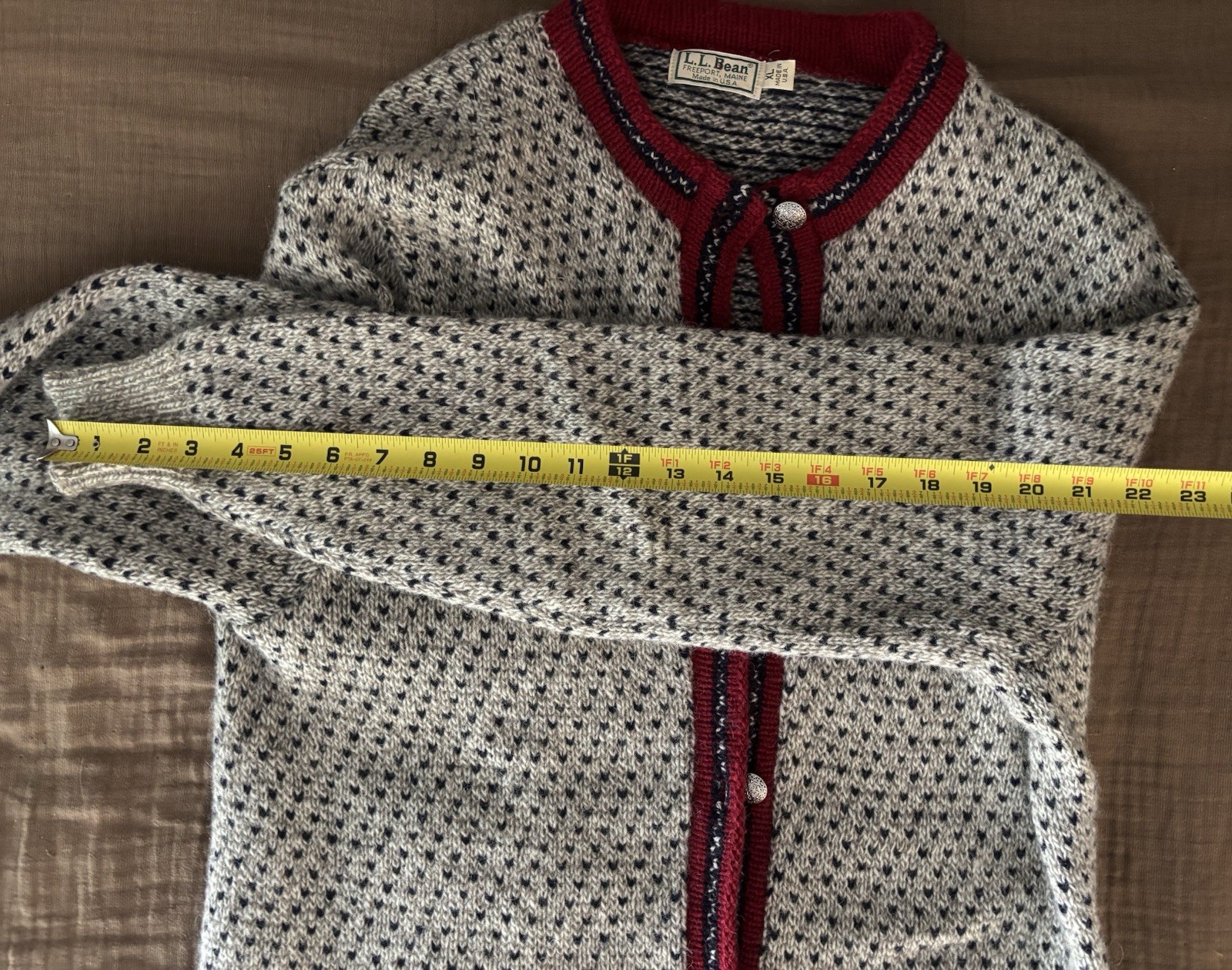 Vintage L.L. Bean USA Norwegian Wool Blend Cardigan Sweater (Size XL)