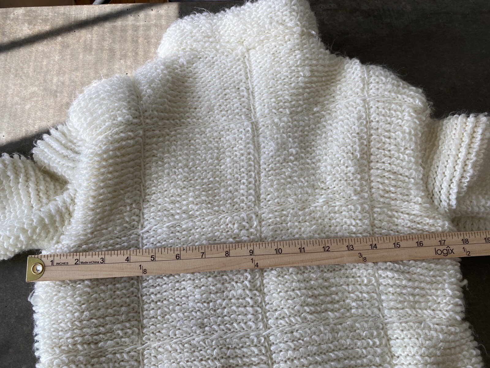 Currants by Jeri-Jo New York Vintage Cream Puffy Knit Full Zip Coat Sweater Med
