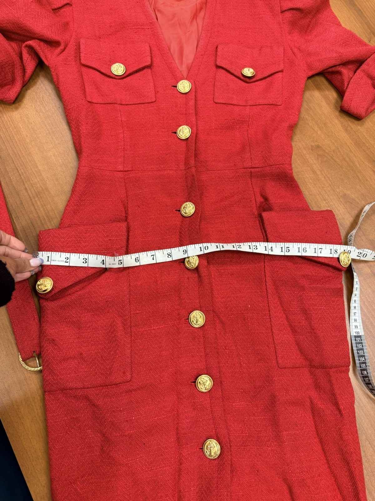 Vintage Isabelle AllardParis Red Nautical Dress AnchoGold Buttons Belted France