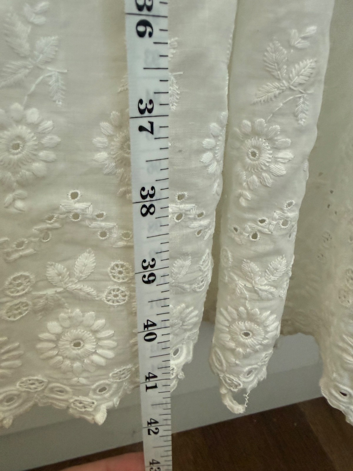 Antique Victorian White Eyelet Embroidered Cotton Petticoat Skirt 41″ Long