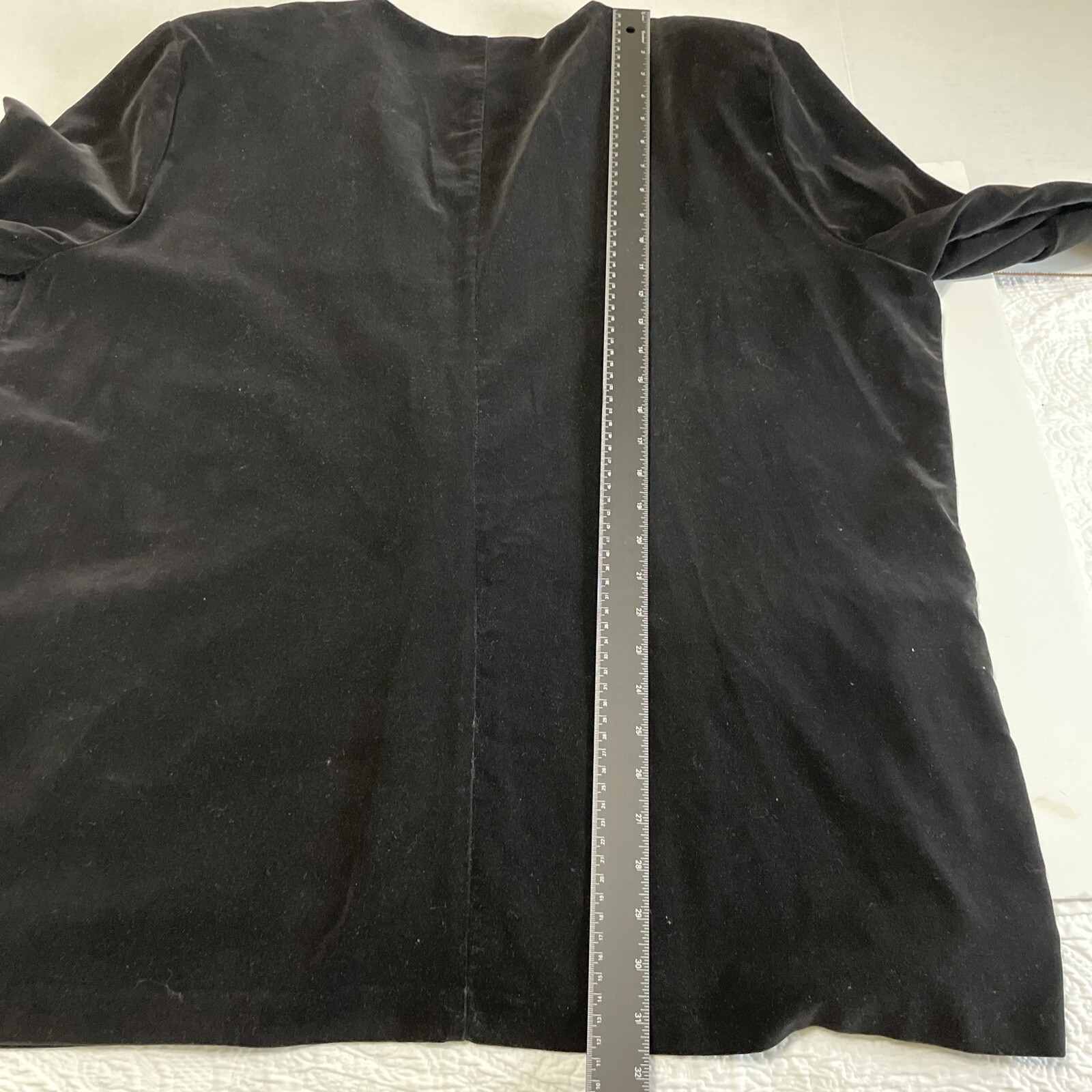 Vtg. Women’s Evening Jacket Wrap Black Velveteen Blazer Measurements Below
