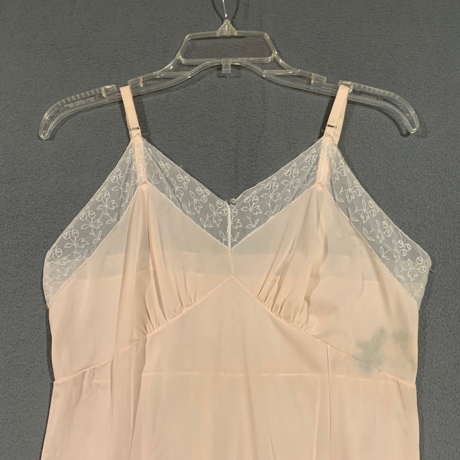 Vintage Lace Trim Full Slip Women Size M Light Pink Mini Lingerie Nightie Retro