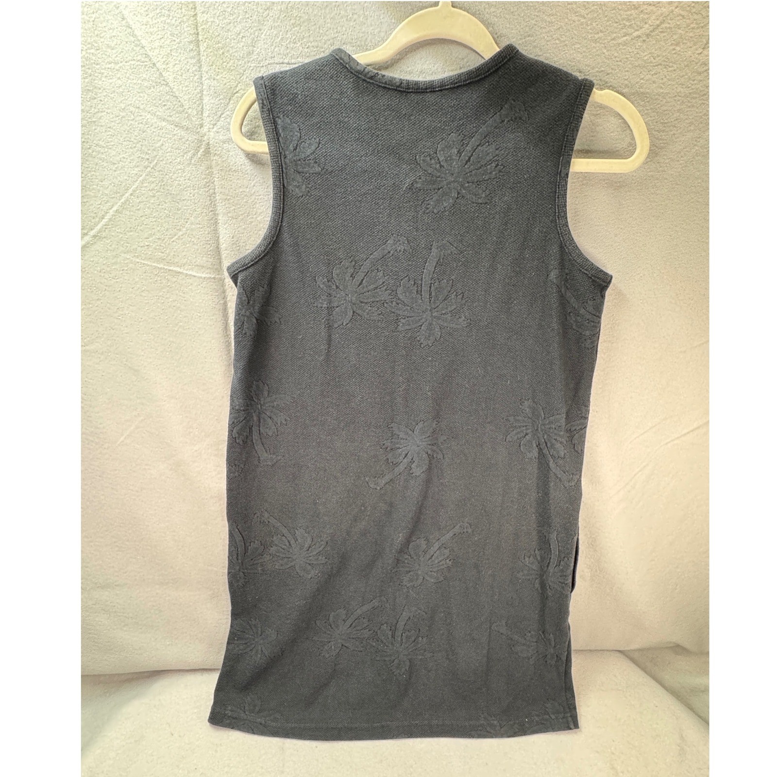 Whimsy Beach Vintage Coastal Knit Zip Up Tunic Women M Black Palm Tree Jacquard
