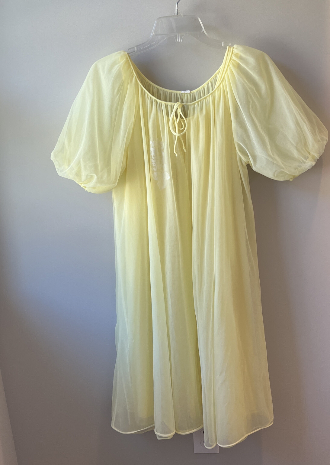 Lisette Nightgown Women Yellow Babydoll with Robe 2 PC Chiffon Lace Vtg 90s S