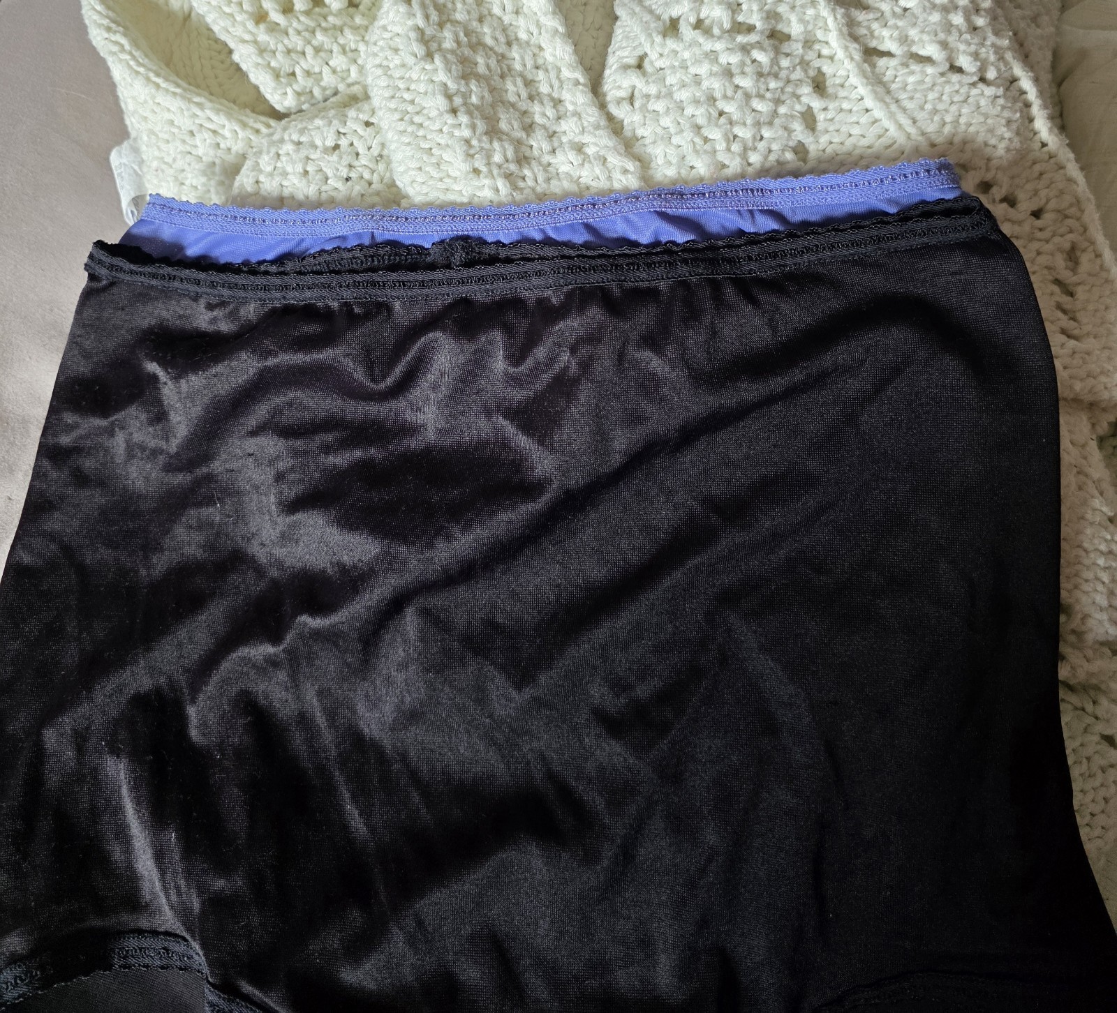 Vintage BALI Black Nylon GRANNY Panties Sissy Secretary XL/8 #2633